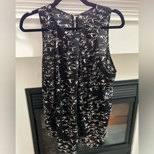 The Limited Black and White Bird Print Sleeveless Blouse- Size XL